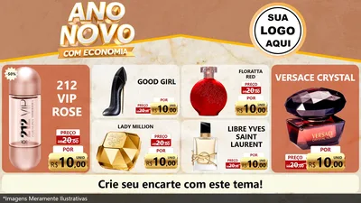 Modelo de TV para TV Horizontal com o tema Ano Novo Com Economia para Perfumes