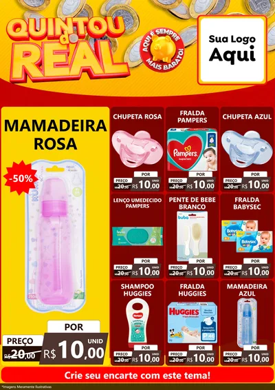 Modelo de Encarte para Encarte A4 Vertical com o tema Quintou do Real para Bebês