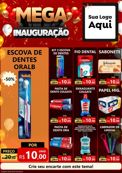Modelo de Encarte para Encarte A4 Vertical com o tema Mega Inauguração para Higiene Pessoal