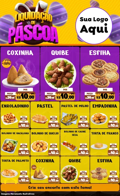 Modelo de Encarte para Encarte Grande com o tema Liquidação de Páscoa para Salgadaria