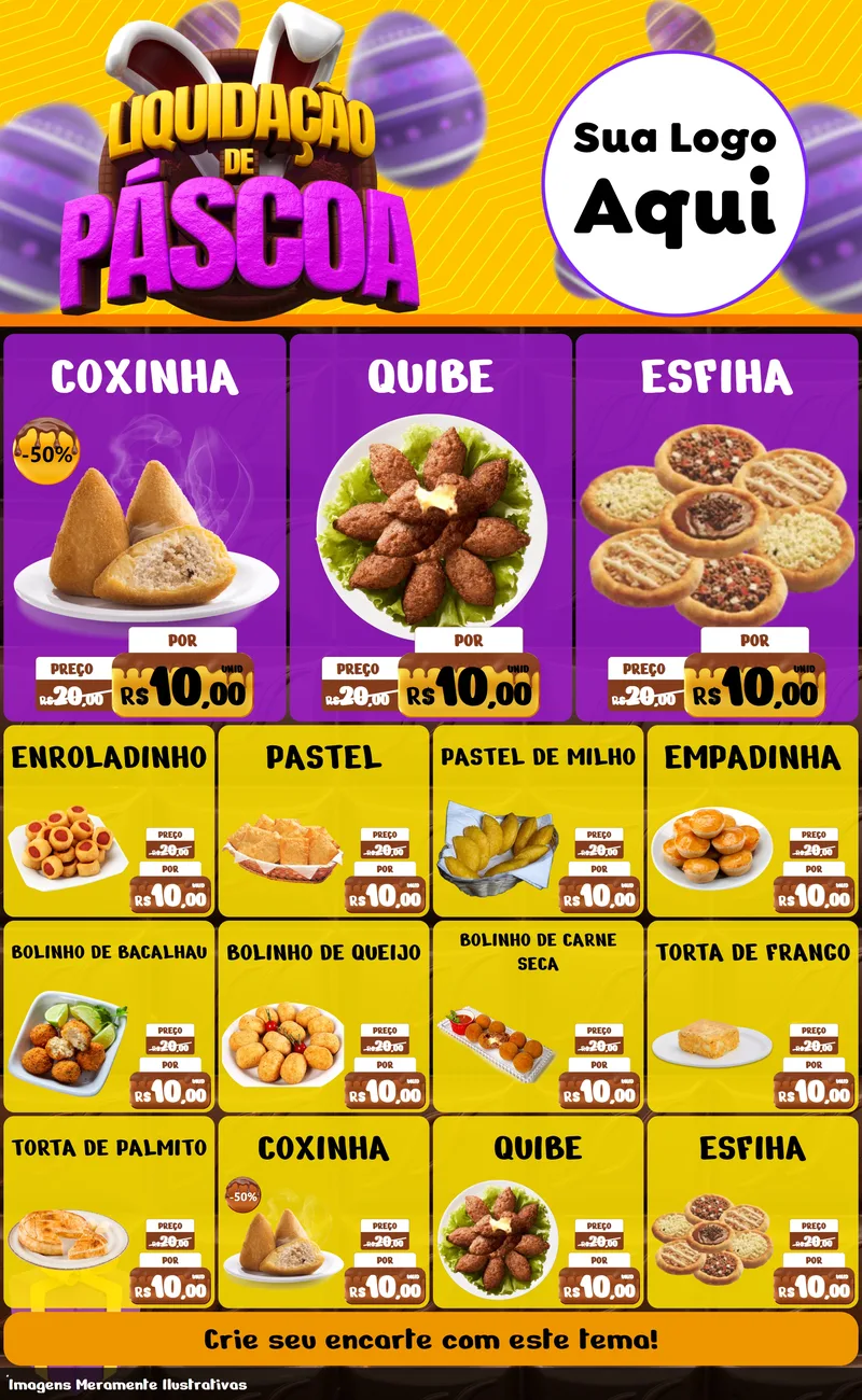 Modelo de Encarte para Encarte Grande com o tema Liquidação de Páscoa para Salgadaria