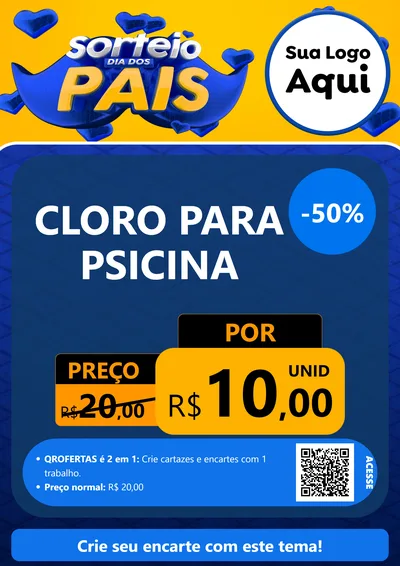 Modelo de Cartaz para Cartaz A4 Vertical com o tema Sorteio Dia dos Pais para Produtos para Piscina