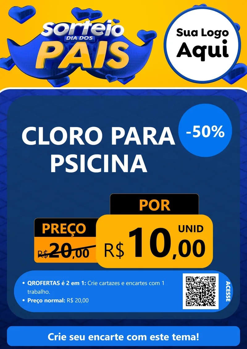 Modelo de Cartaz para Cartaz A4 Vertical com o tema Sorteio Dia dos Pais para Produtos para Piscina