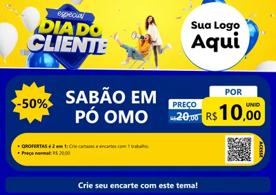 Modelo de Cartaz para Cartaz A4 Horizontal com o tema Especial Dia do Cliente para Produtos de Limpeza