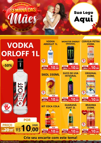 Modelo de Encarte para Encarte A4 Vertical com o tema Semana das Mães para Distribuidora de bebidas