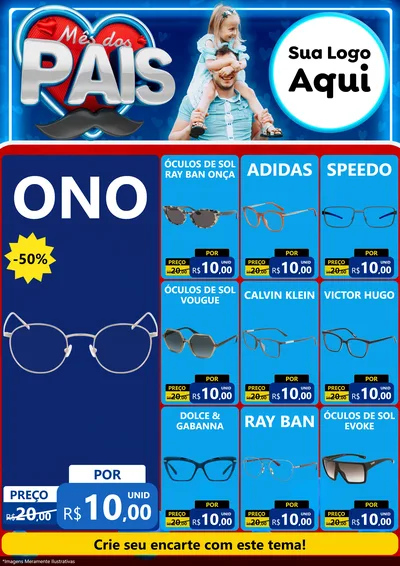 Modelo de Encarte para Encarte A4 Vertical com o tema Mês Dos Pais para Óticas