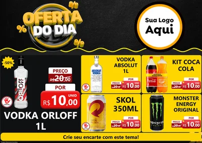 Modelo de Encarte para Encarte A4 Horizontal com o tema Oferta Do Dia para Distribuidora de bebidas
