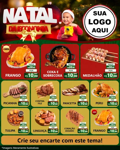 Modelo de Rede Social para Feed Instagram com o tema Natal da Economia para Assados