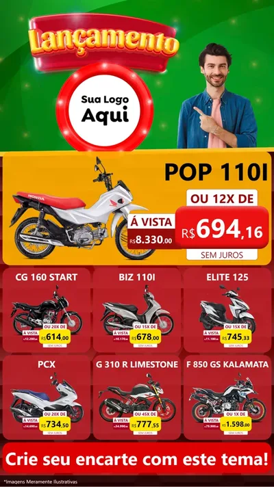 Modelo de Rede Social para Stories com o tema Lançamento para Concessionaria de Motos