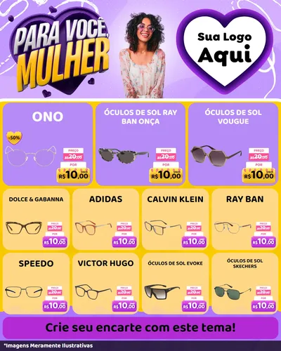 Modelo de Rede Social para Feed Instagram com o tema Para Você, Mulher para Óticas