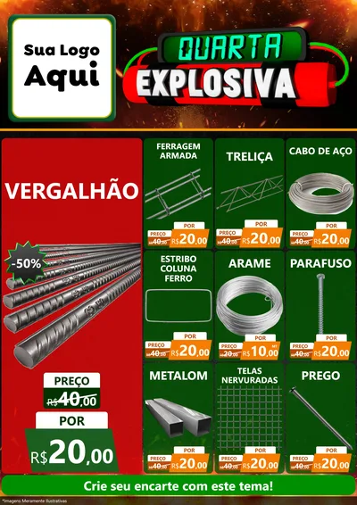 Modelo de Encarte para Encarte A4 Vertical com o tema Quarta Explosiva para Ferragens