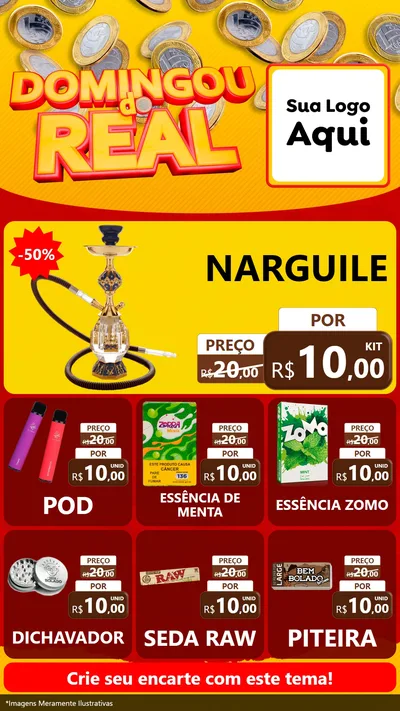Modelo de Rede Social para Stories com o tema Domingou do Real para Tabacaria