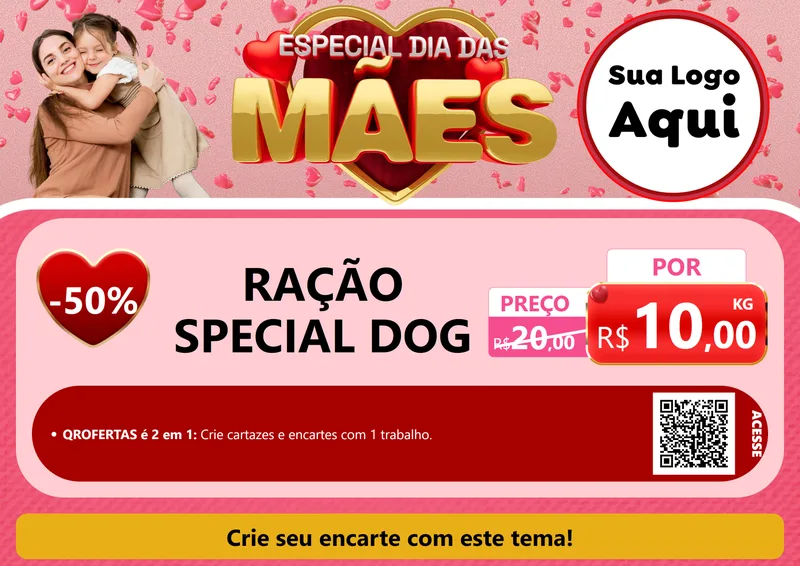 Modelo de Cartaz para Cartaz A4 Horizontal com o tema Especial Dia Das Mães para Pet Shop