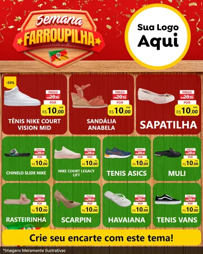 Modelo de Rede Social para Feed Instagram com o tema Semana Farroupilha para Calçados