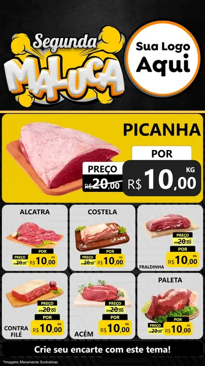 Modelo de Rede Social para Stories com o tema Segunda Maluca para Açougue