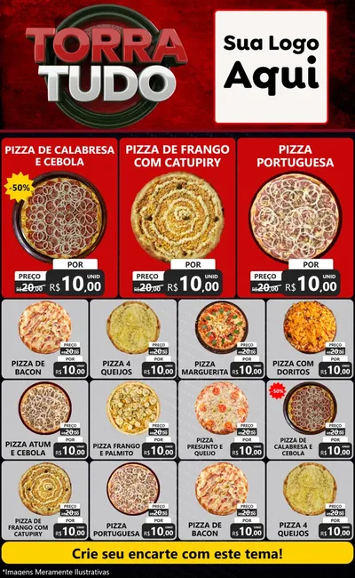 Modelo de Encarte para Encarte Grande com o tema Torra Tudo para Pizzaria