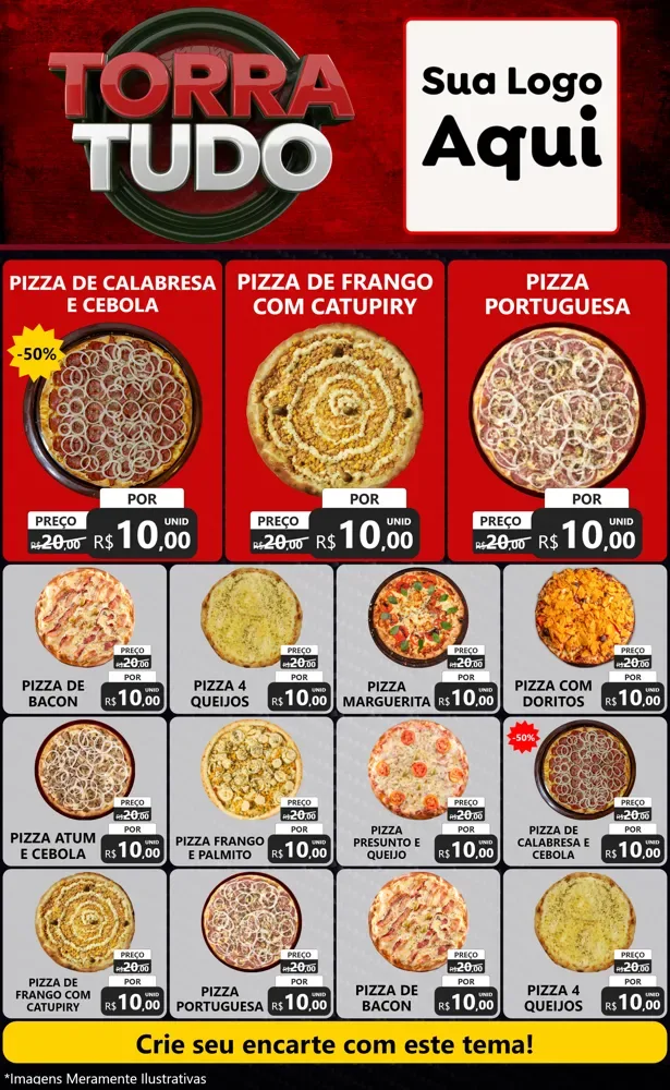 Modelo de Encarte para Encarte Grande com o tema Torra Tudo para Pizzaria
