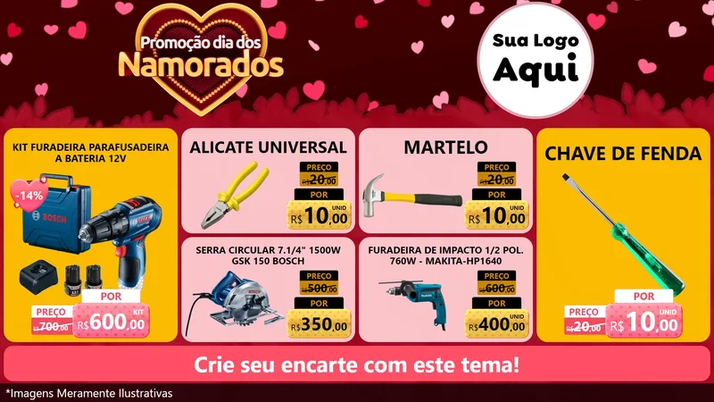 Modelo de TV para TV Horizontal com o tema Promoção Dia Dos Namorados para Maquinas e Ferramentas