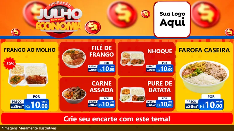 Modelo de TV para TV Horizontal com o tema Operação Julho Com Mais Economia para Restaurante