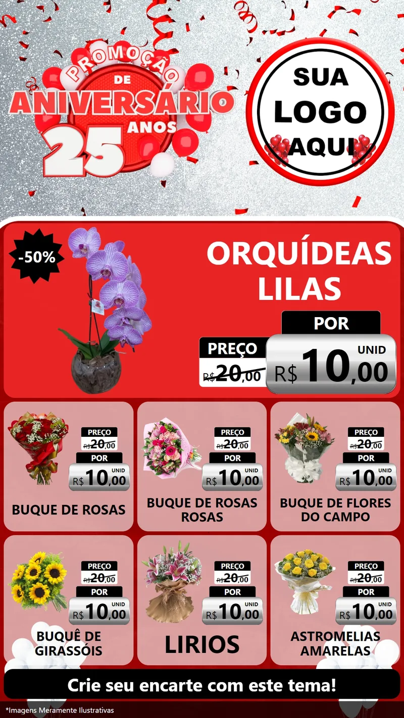 Modelo de Rede Social para Stories com o tema Promoção de Aniversário - 25Anos para Floricultura e jardim