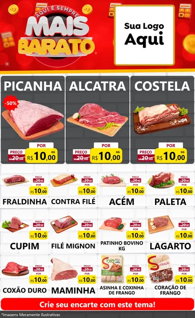 Modelo de Encarte para Encarte Grande com o tema Mais Barato para Açougue