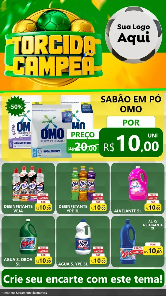 Modelo de Rede Social para Stories com o tema Torcida Campeã - Copa para Produtos de Limpeza