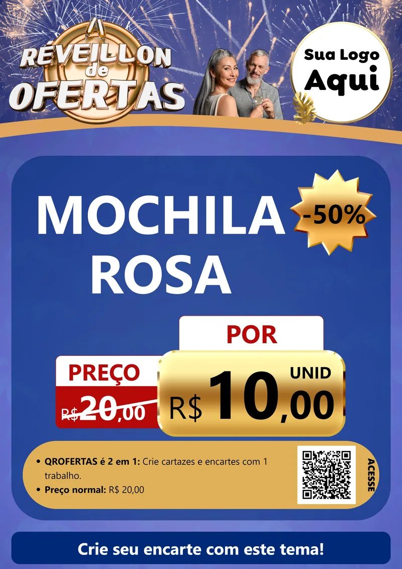 Modelo de Cartaz para Cartaz A4 Vertical com o tema Réveillon de Ofertas para Papelaria