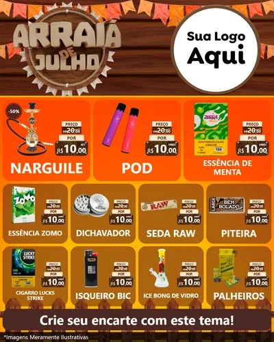 Modelo de Rede Social para Feed Instagram com o tema Arraiá de Julho - Junina para Tabacaria