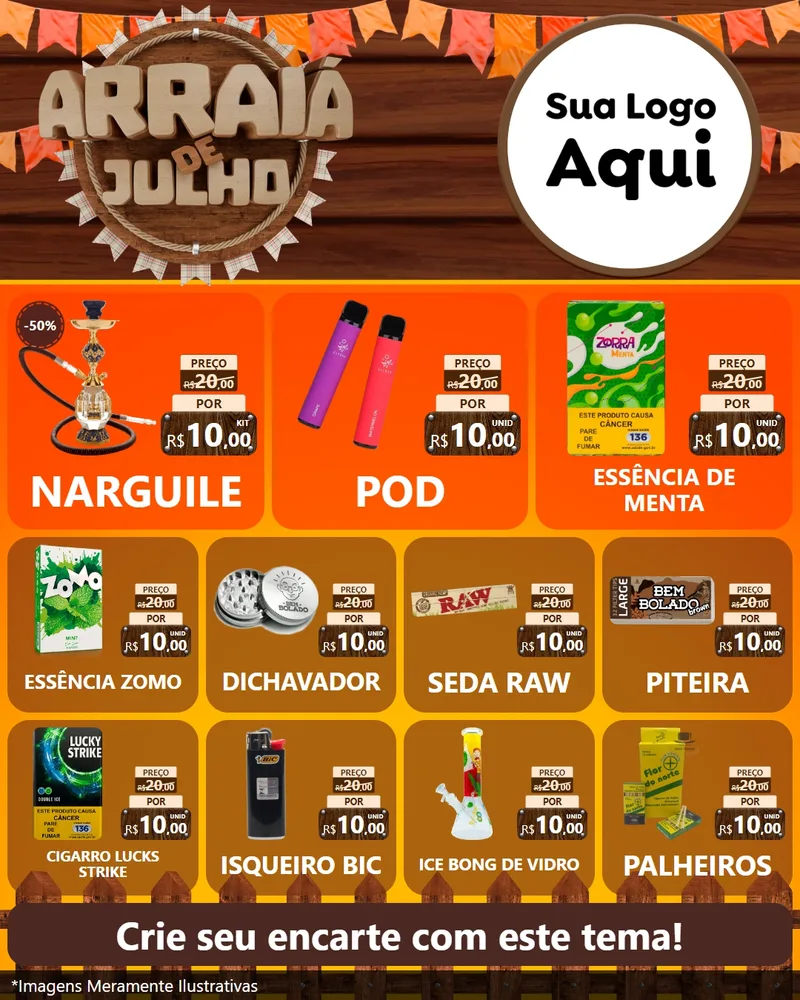 Modelo de Rede Social para Feed Instagram com o tema Arraiá de Julho - Junina para Tabacaria