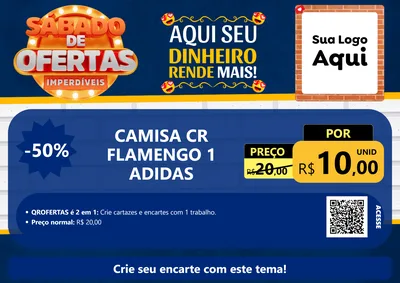 Modelo de Cartaz para Cartaz A4 Horizontal com o tema Sábado de Ofertas Imperdíveis para Roupas e acessórios