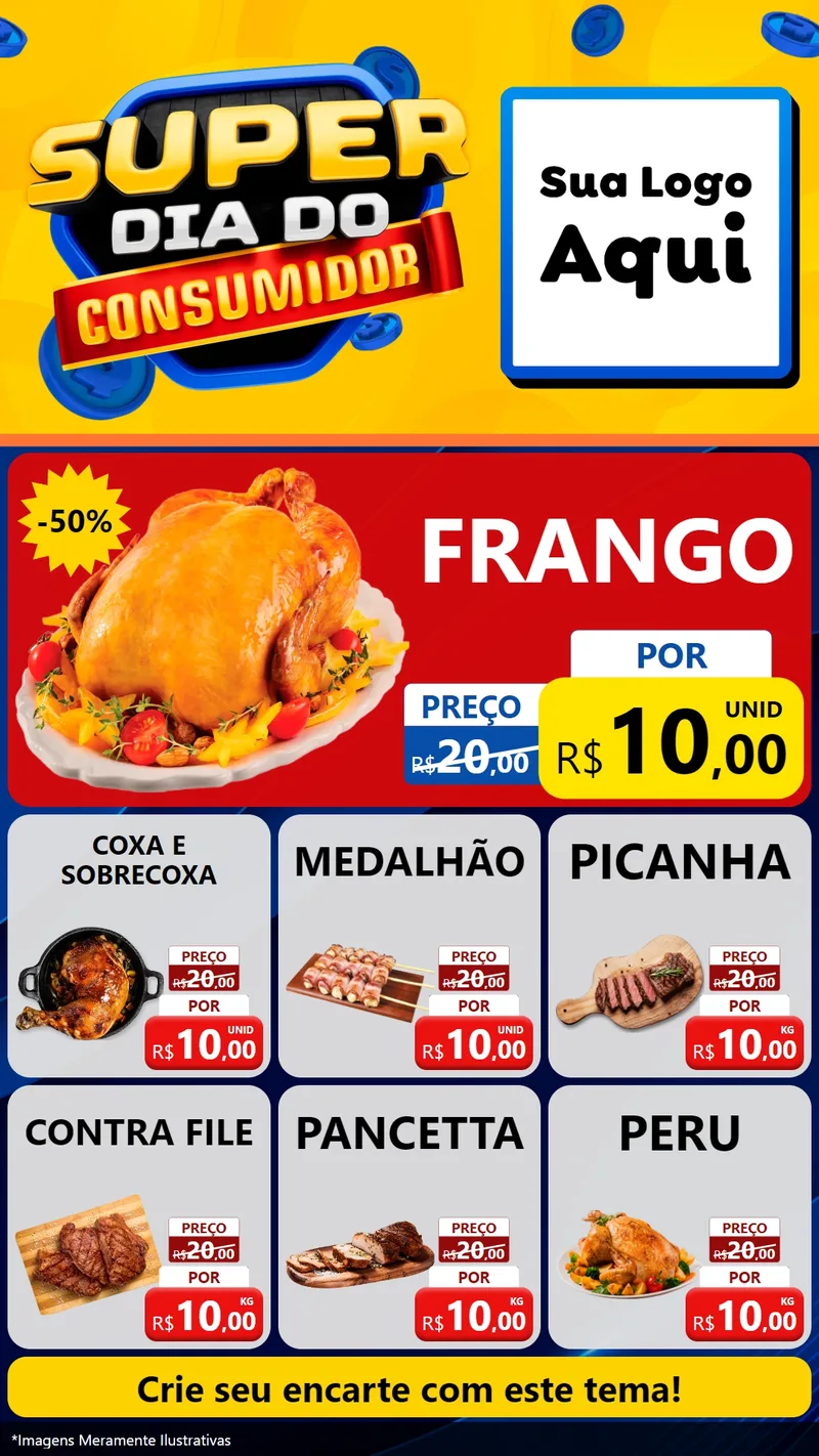 Modelo de Rede Social para Stories com o tema Super Dia do Consumidor para Assados