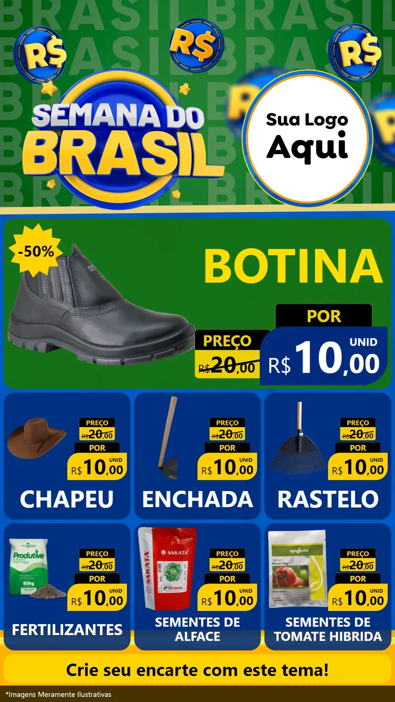 Modelo de Rede Social para Stories com o tema Semana Do Brasil para Agropecuária