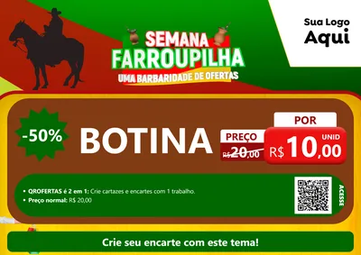 Modelo de Cartaz para Cartaz A4 Horizontal com o tema Semana Farroupilha - Uma Barbaridade de Ofertas para Agropecuária