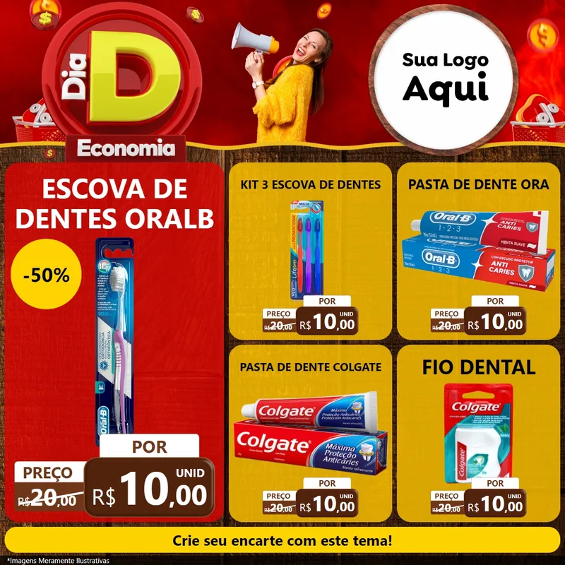 Modelo de Rede Social para Feed Facebook com o tema Dia D Economia para Higiene Pessoal