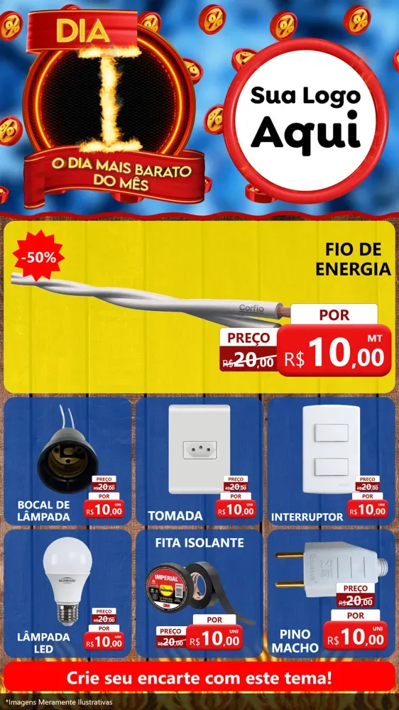 Modelo de Rede Social para Stories com o tema Dia I - O Dia Mais Barato Do Mês para Materiais Elétricos