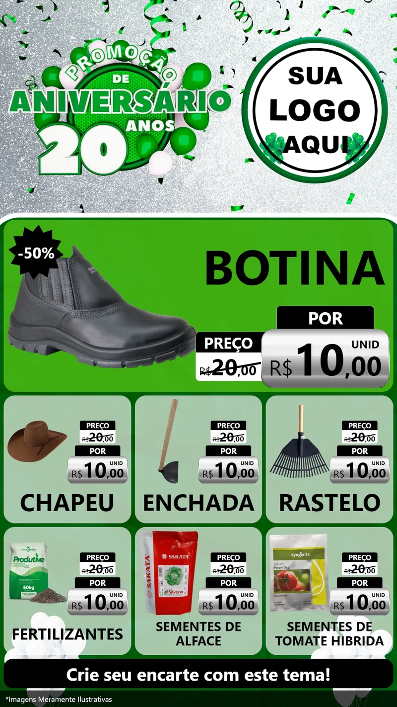 Modelo de Rede Social para Stories com o tema Promoção de Aniversário - 20 Anos para Agropecuária