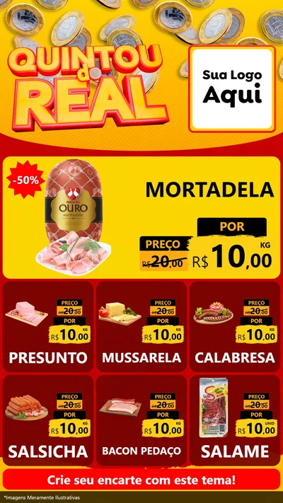 Modelo de Rede Social para Stories com o tema Quintou do Real para Frios e Laticínios