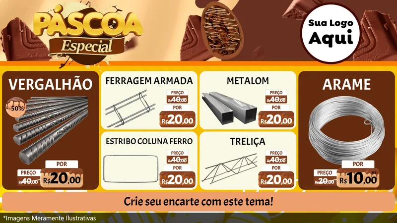 Modelo de TV para TV Horizontal com o tema Páscoa Especial para Ferragens