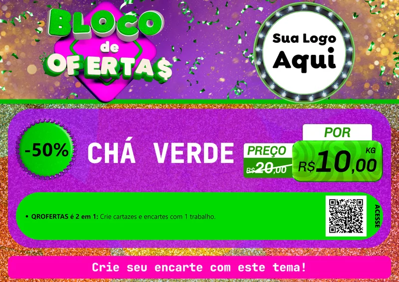 Modelo de Cartaz para Cartaz A4 Horizontal com o tema Bloco de Ofertas para Produtos Naturais