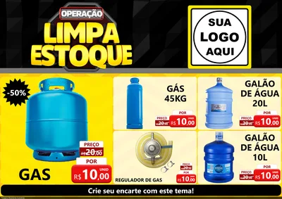 Modelo de Encarte para Encarte A4 Horizontal com o tema Operação Limpa Estoque para Água e gás