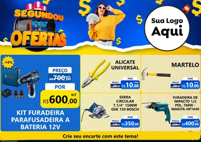 Modelo de Encarte para Encarte A4 Horizontal com o tema Segundou de Ofertas para Maquinas e Ferramentas