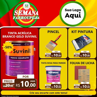 Modelo de Rede Social para Feed Facebook com o tema Semana Farroupilha para Tintas e Ferramentas