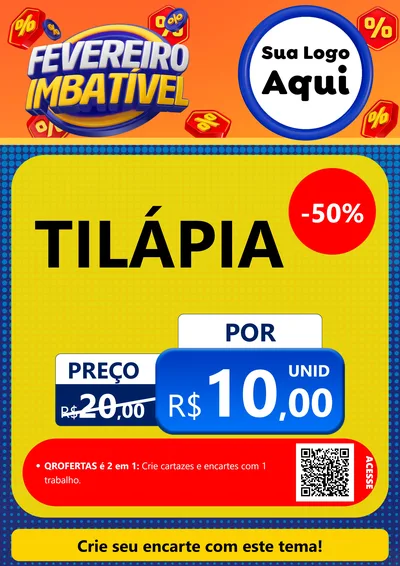 Modelo de Cartaz para Cartaz A4 Vertical com o tema Fevereiro Imbatível para Peixaria
