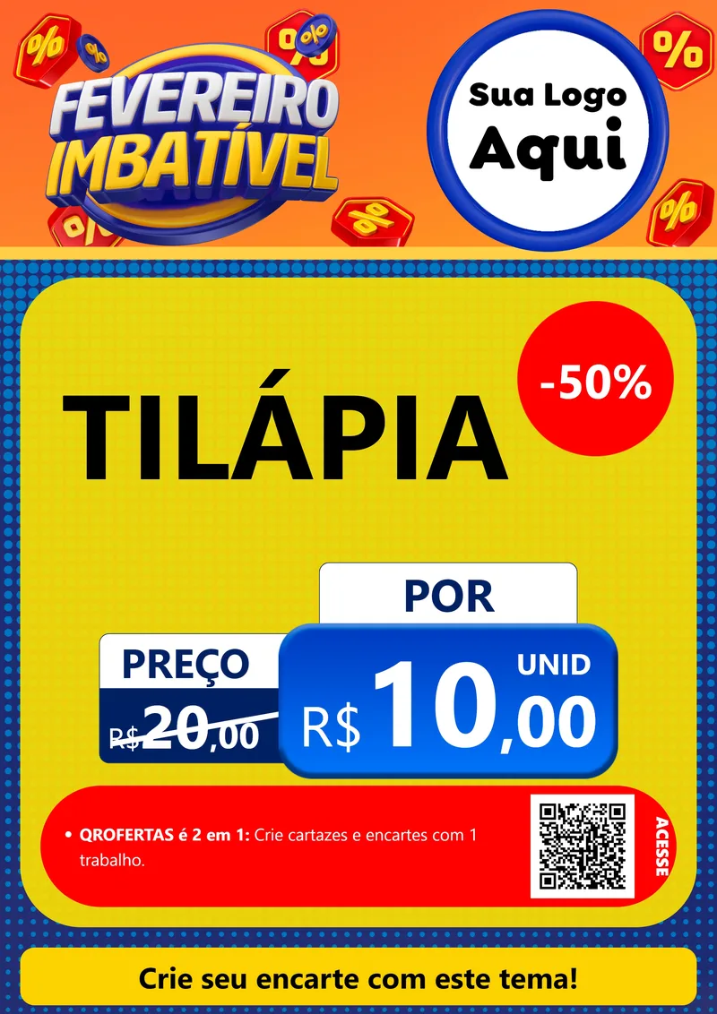 Modelo de Cartaz para Cartaz A4 Vertical com o tema Fevereiro Imbatível para Peixaria