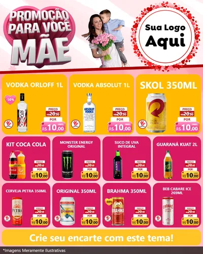 Modelo de Rede Social para Feed Instagram com o tema Promoção Para Você Mãe para Distribuidora de bebidas