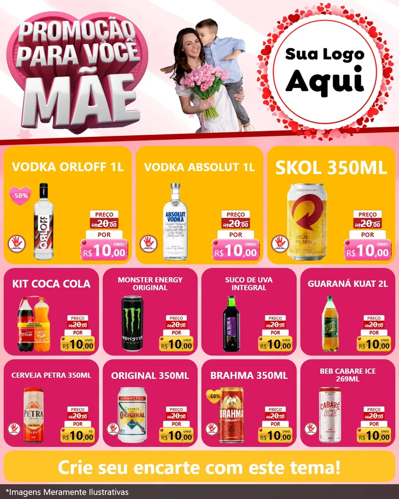 Modelo de Rede Social para Feed Instagram com o tema Promoção Para Você Mãe para Distribuidora de bebidas