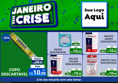 Modelo de Encarte para Encarte A4 Horizontal com o tema Janeiro Sem Crise para Embalagens