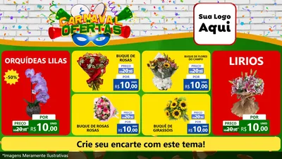 Modelo de TV para TV Horizontal com o tema Carnaval de Ofertas para Floricultura e jardim