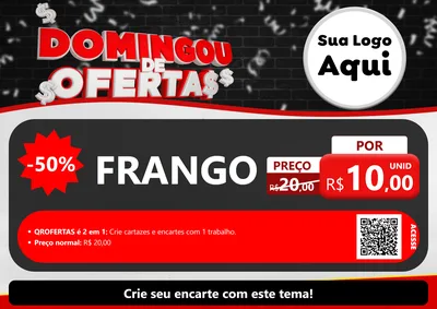 Modelo de Cartaz para Cartaz A4 Horizontal com o tema Domingou de Ofertas para Assados