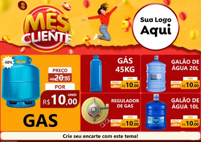 Modelo de Encarte para Encarte A4 Horizontal com o tema Mês do Cliente para Água e gás